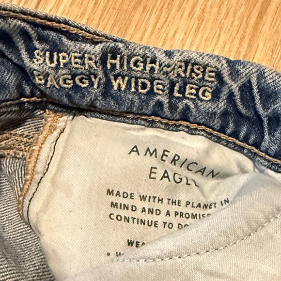 American Eagle Outfitters Light Blue Super High Waist Wide Leg - Picture 3 of 9